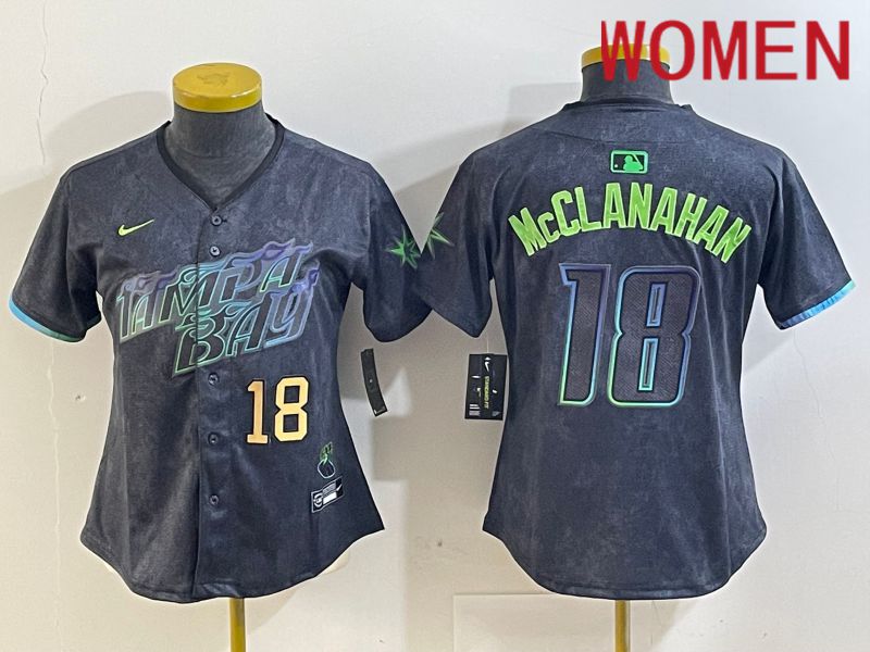 Women Tampa Bay Rays 18 Mcclanahan Black City Edition 2024 Nike MLB Jersey style 3